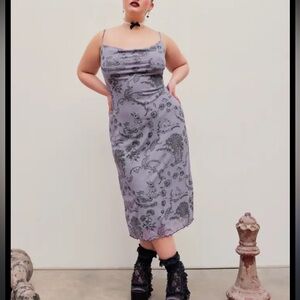 Floral Patterned Gray Skirt